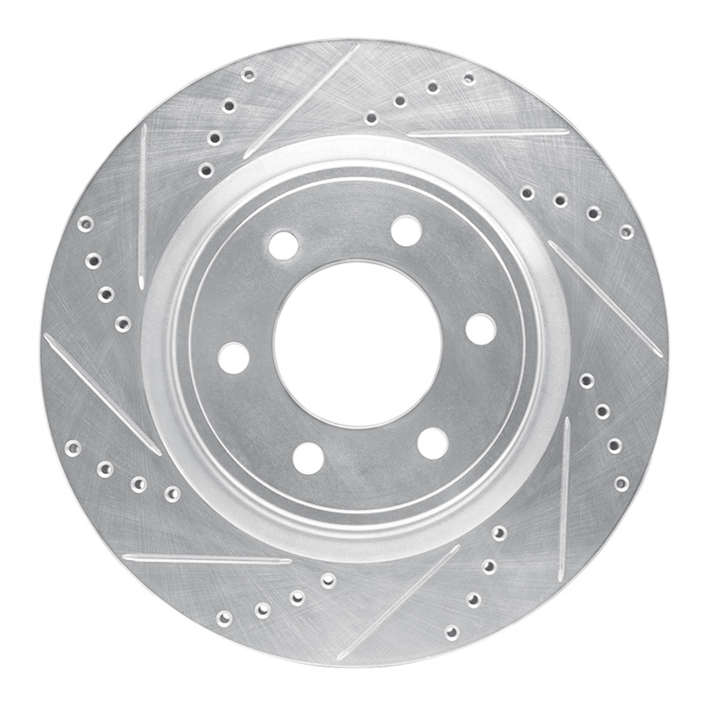 Ford F-150 Brake Rotor (1) - Front Left - R1 Concepts - Drilled & Slotted - Silver - `21-`25